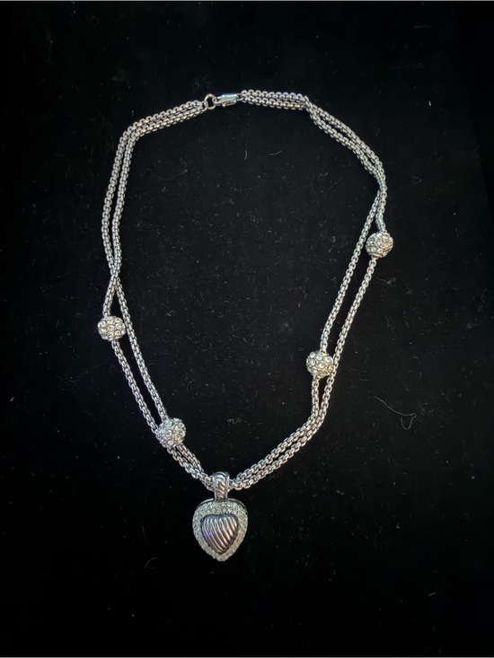 Jewelry - Silver Heart Pendant Multi-Chain Necklace - Silver